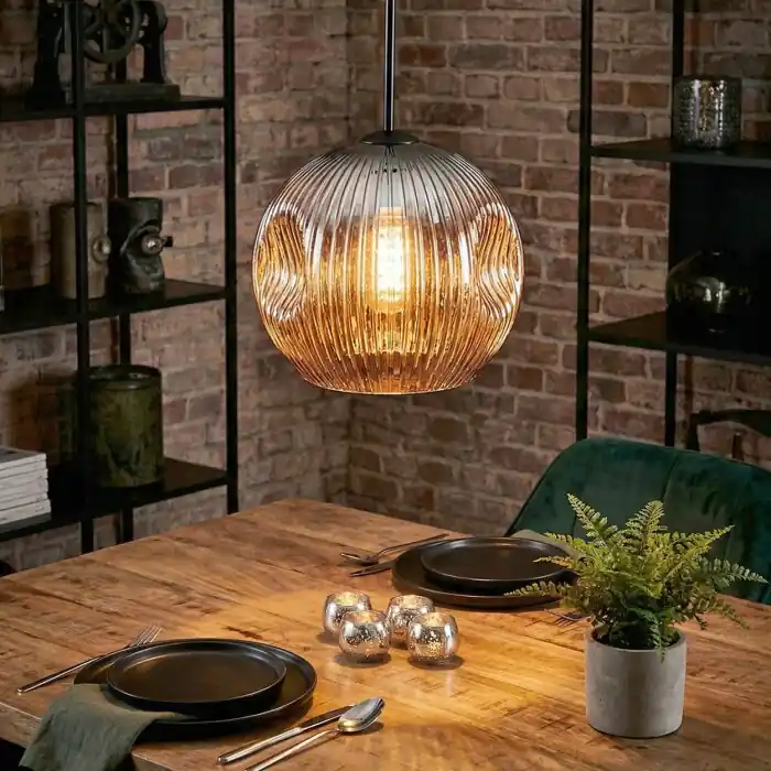 Ripoll Hanglamp, Kogellampje, Hanglamp Chroom, Rookkleurig, 1-licht Premium