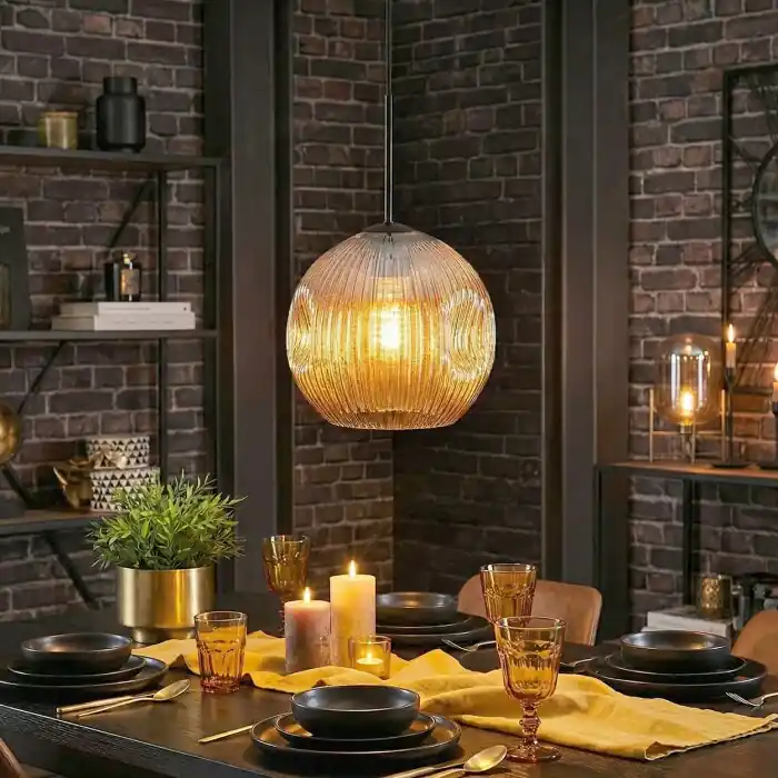 Hoge Kwaliteit Ripoll Hanglamp, Kogellampje, Hanglamp Amber, 1-licht