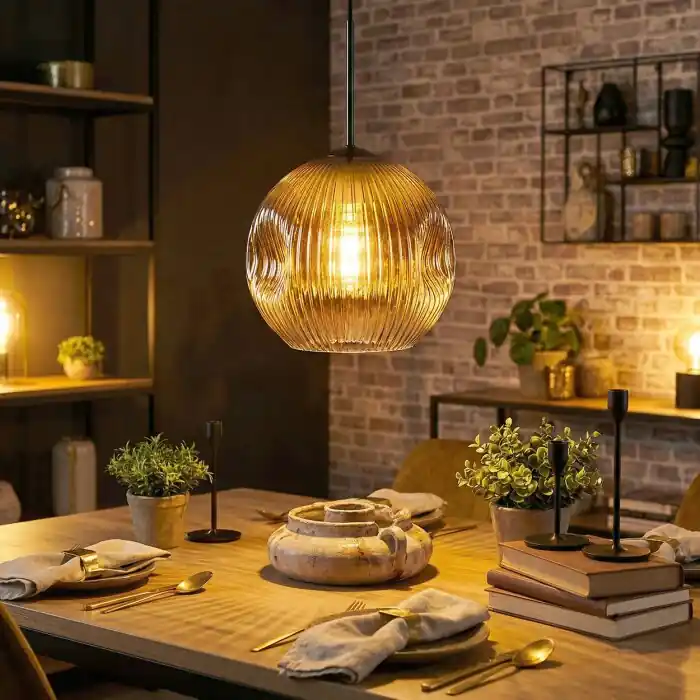 Gratis Retour Ripoll Hanglamp, Kogellampje, Hanglamp Goud, Duidelijk, 1-licht