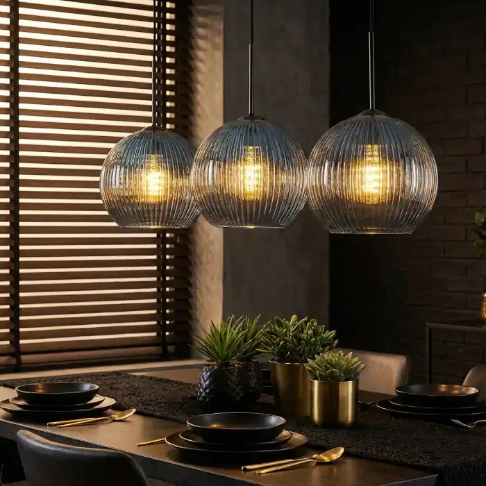 Koyoto Hanglamp, Kogellampje, Hanglamp Blauw, 3-lichts Laatste Kans