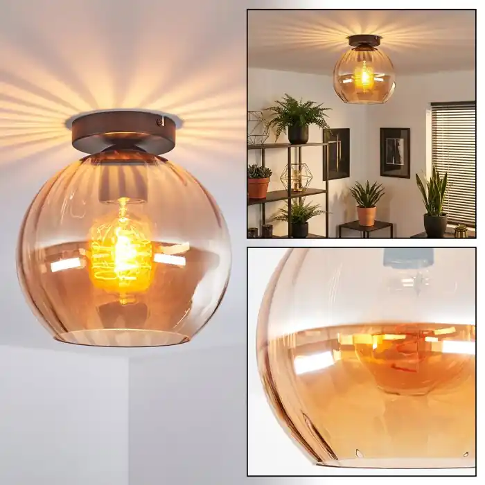 Koyoto Plafondlamp, Kogellampje 20 cm Amber, 1-licht Bestseller