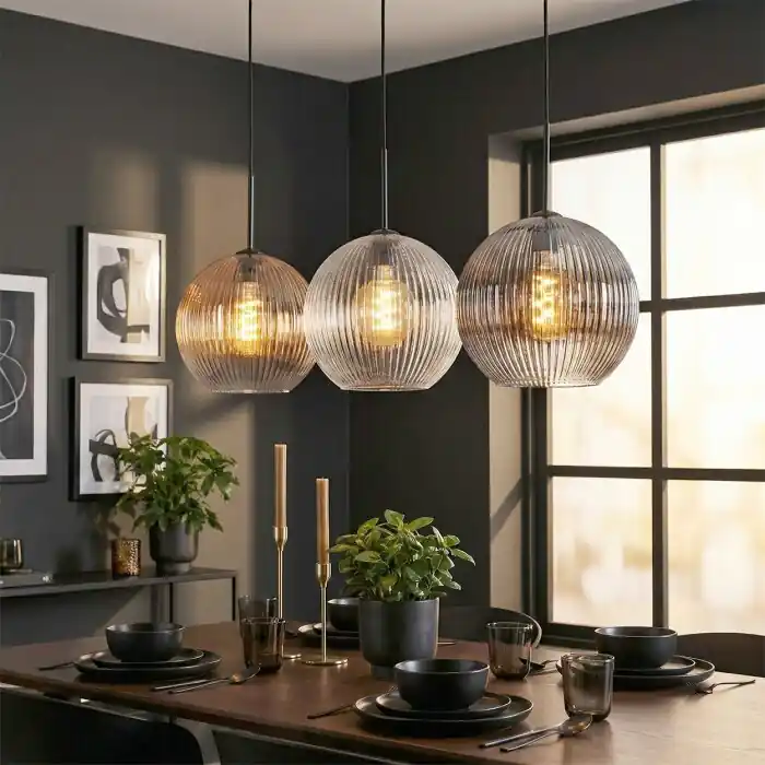 Koyoto Hanglamp, Kogellampje, Hanglamp Amber, Duidelijk, Rookkleurig, 3-lichts Veilige Betaling