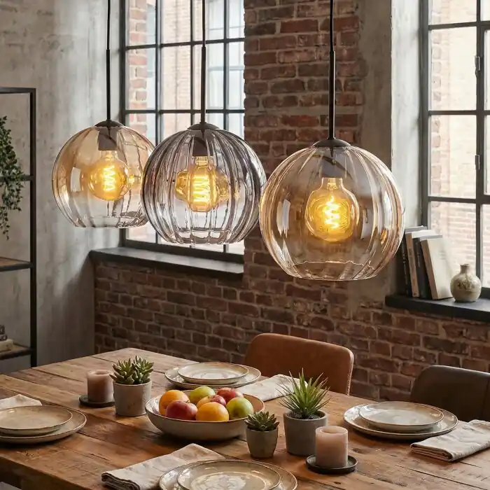 Hete Deal Koyoto Hanglamp, Kogellampje, Hanglamp Amber, Duidelijk, Rookkleurig, 3-lichts