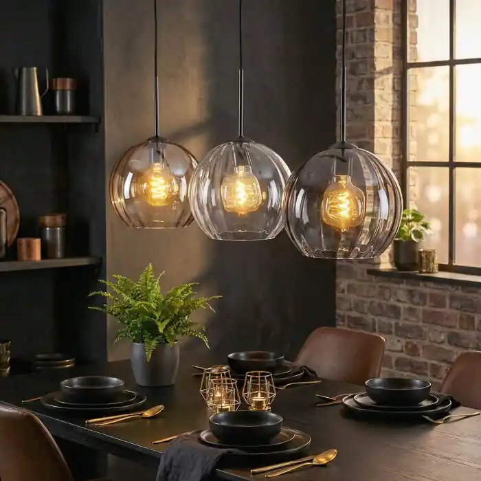Koyoto Hanglamp, Kogellampje, Hanglamp Amber, Duidelijk, Rookkleurig, 3-lichts Snelle Levering