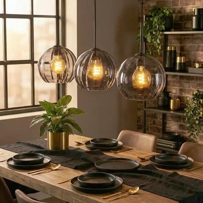 Koyoto Hanglamp, Kogellampje, Hanglamp Rookkleurig, 3-lichts Weekendaanbieding