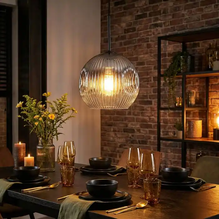 Voordeelprijs Ripoll Hanglamp, Kogellampje, Hanglamp Duidelijk, Rookkleurig, 1-licht