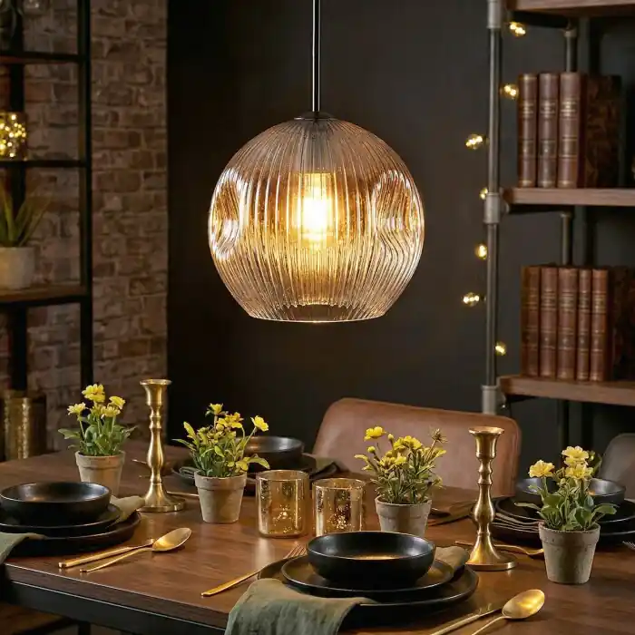 Ripoll Hanglamp, Kogellampje, Hanglamp Amber, Duidelijk, 1-licht Merkproduct