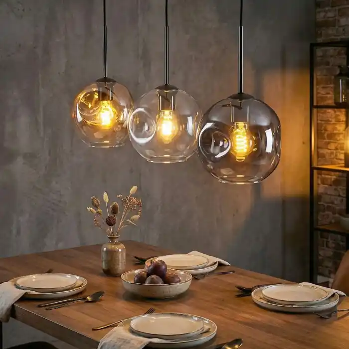 Nieuw Ripoll Hanglamp, Kogellampje, Hanglamp Amber, Duidelijk, Rookkleurig, 3-lichts