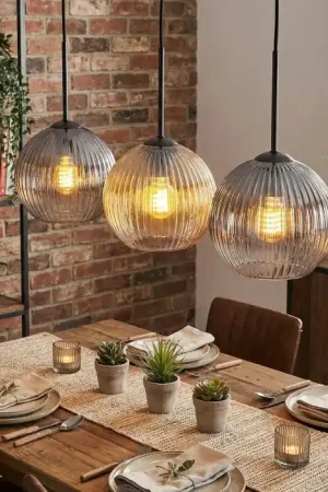 Aanbieding Koyoto Hanglamp, Kogellampje, Hanglamp Amber, Duidelijk, Rookkleurig, 3-lichts