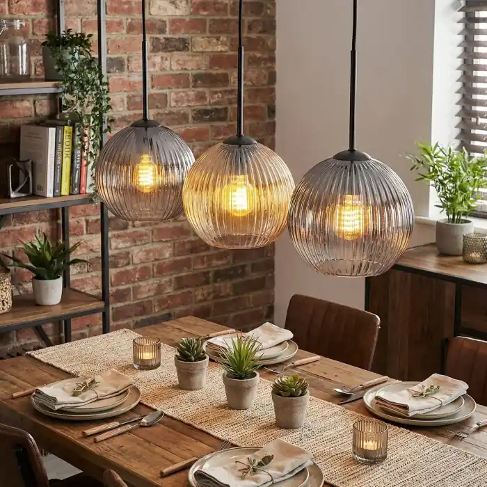Aanbieding Koyoto Hanglamp, Kogellampje, Hanglamp Amber, Duidelijk, Rookkleurig, 3-lichts