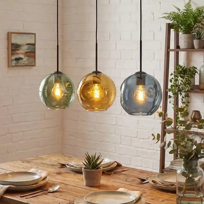 Bestseller Ripoll Hanglamp, Kogellampje, Hanglamp Blauw, Goud, Groen, 3-lichts
