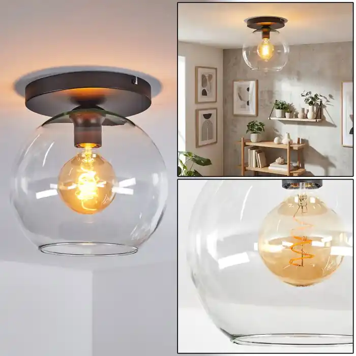 Koyoto Plafondlamp, Kogellampje 25 cm Duidelijk, 1-licht Direct Verzonden