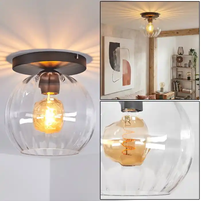 Koyoto Plafondlamp, Kogellampje 25 cm Duidelijk, 1-licht Finale Uitverkoop