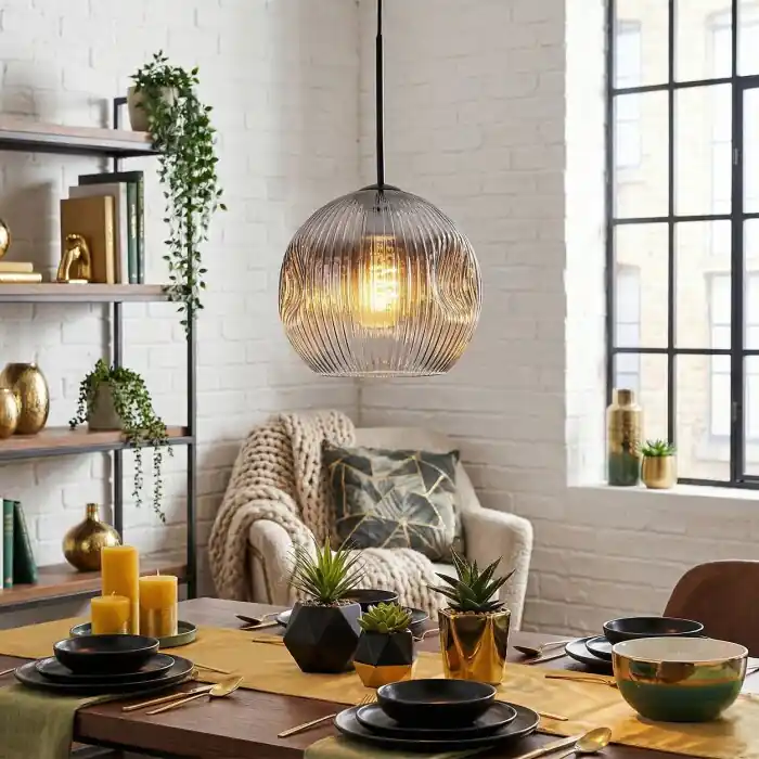 Favoriet Ripoll Hanglamp, Kogellampje, Hanglamp Duidelijk, Rookkleurig, 1-licht