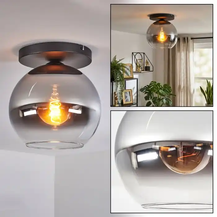 Koyoto Plafondlamp, Kogellampje 25 cm Chroom, Duidelijk, Rookkleurig, 1-licht Koop Online