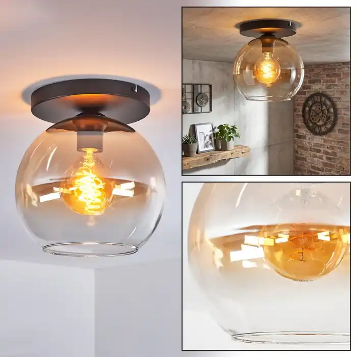 Voordeelprijs Koyoto Plafondlamp, Kogellampje 25 cm Amber, Duidelijk, 1-licht