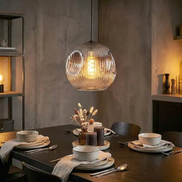 Tijdelijk Beschikbaar Ripoll Hanglamp, Kogellampje, Hanglamp Duidelijk, Rookkleurig, 1-licht