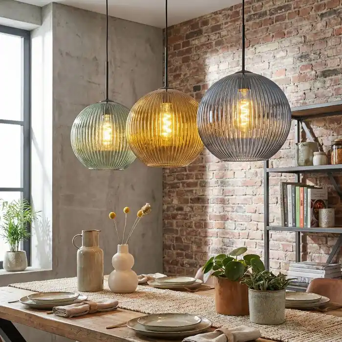 Koyoto Hanglamp, Kogellampje, Hanglamp 30 cm Blauw, Goud, Groen, 3-lichts Veilige Betaling