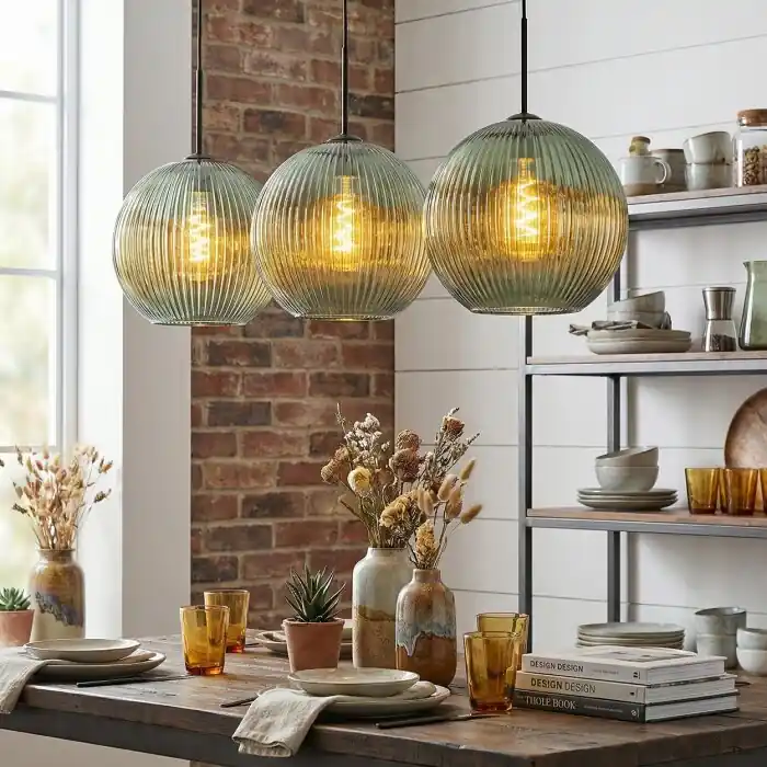 Actieprijs Koyoto Hanglamp, Kogellampje, Hanglamp 30 cm Groen, 3-lichts