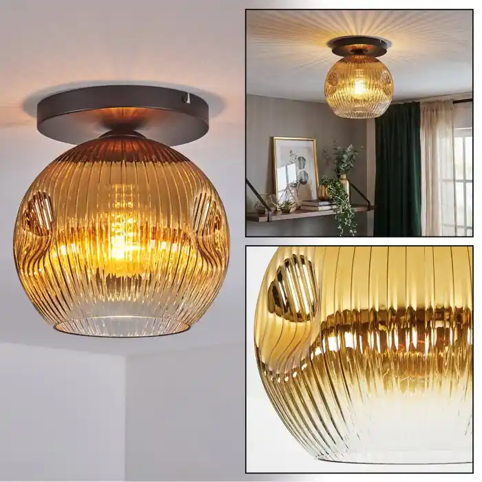 Ripoll Plafondlamp, Kogellampje Goud, Duidelijk, 1-licht Gecertificeerd