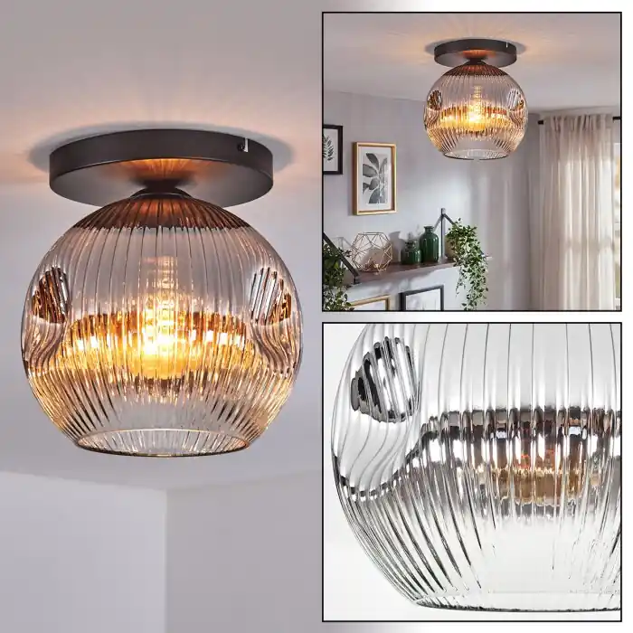 Ripoll Plafondlamp, Kogellampje Chroom, Duidelijk, Rookkleurig, 1-licht Express Levering