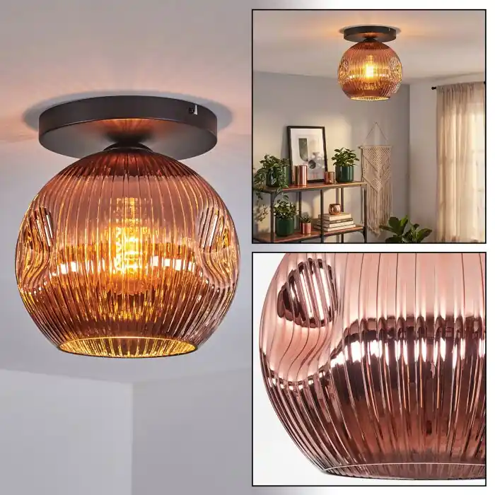 Ripoll Plafondlamp, Kogellampje Koperkleurig, 1-licht Laatste Versie