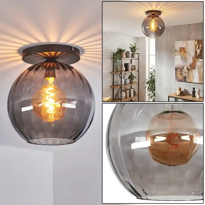 Koyoto Plafondlamp, Kogellampje 30 cm Rookkleurig, 1-licht Goedkoop