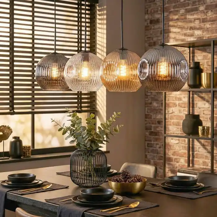 Ripoll Hanglamp, Kogellampje, Hanglamp Amber, Duidelijk, Rookkleurig, 4-lichts Lage Prijs