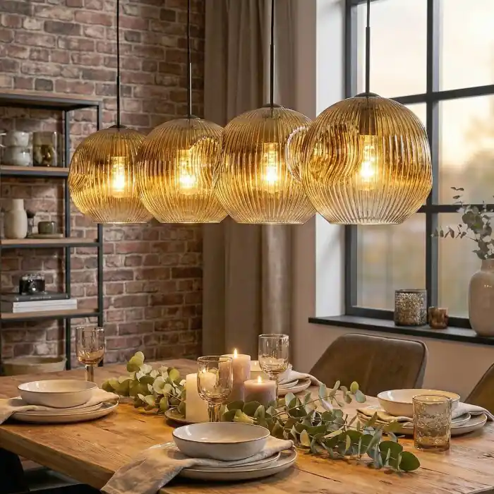 Alleen Vandaag Ripoll Hanglamp, Kogellampje, Hanglamp Goud, Duidelijk, 4-lichts