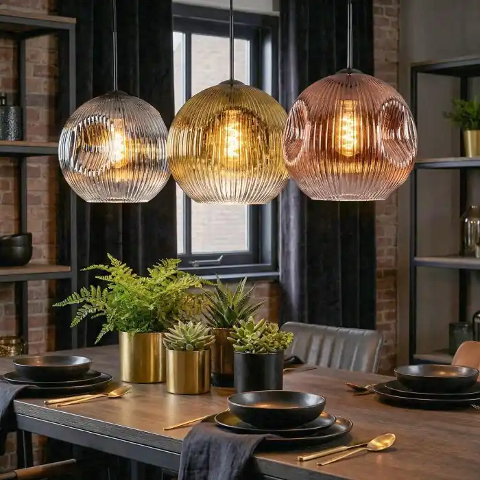Shop Nu Ripoll Hanglamp, Kogellampje, Hanglamp Chroom, Goud, Duidelijk, Koperkleurig, Rookkleurig, 3-lichts