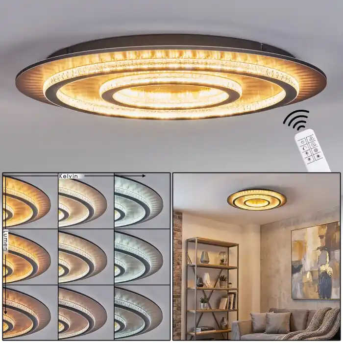 Favoriet Lidor Plafondlamp LED Goud, Koperkleurig, Zwart, 1-licht, Afstandsbediening