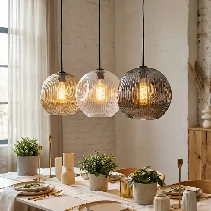 Ripoll Hanglamp, Kogellampje, Hanglamp Amber, Duidelijk, Rookkleurig, 3-lichts Direct Verzonden