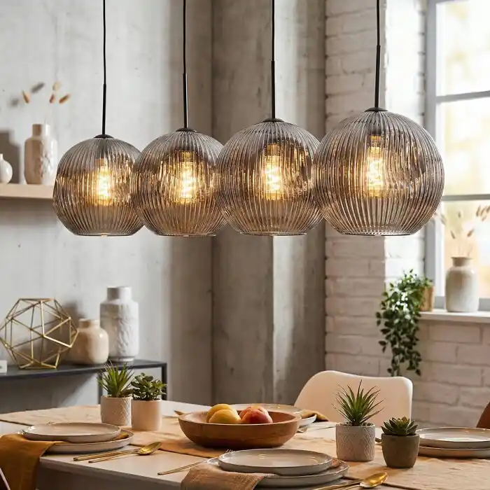 Op = Op Ripoll Hanglamp, Kogellampje, Hanglamp Rookkleurig, 4-lichts