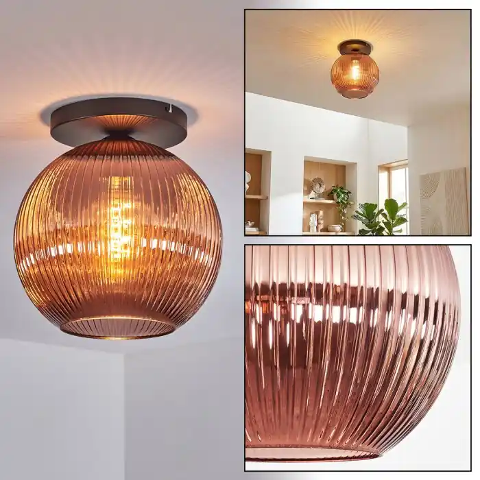 Koyoto Plafondlamp, Kogellampje 30 cm Koperkleurig, 1-licht Beperkt Aanbod