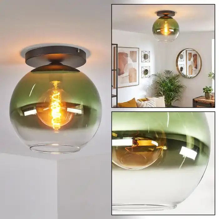 Koyoto Plafondlamp, Kogellampje 30 cm Groen, Duidelijk, 1-licht Beperkte Voorraad