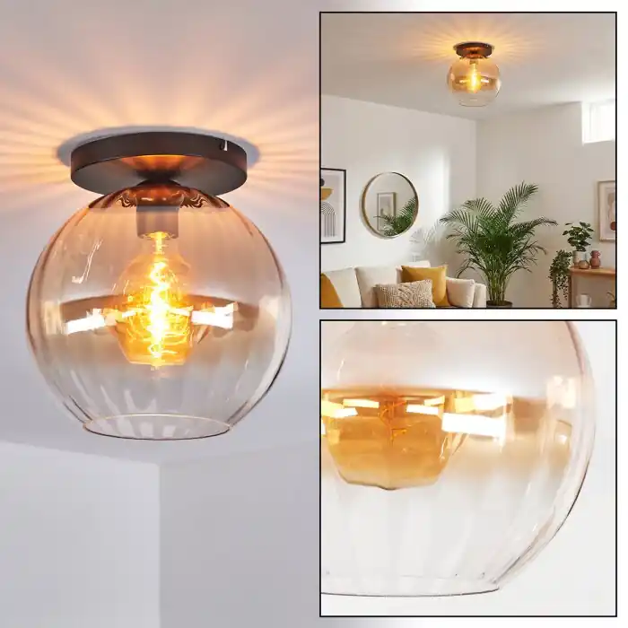 Voordeelprijs Koyoto Plafondlamp, Kogellampje 30 cm Amber, Duidelijk, 1-licht