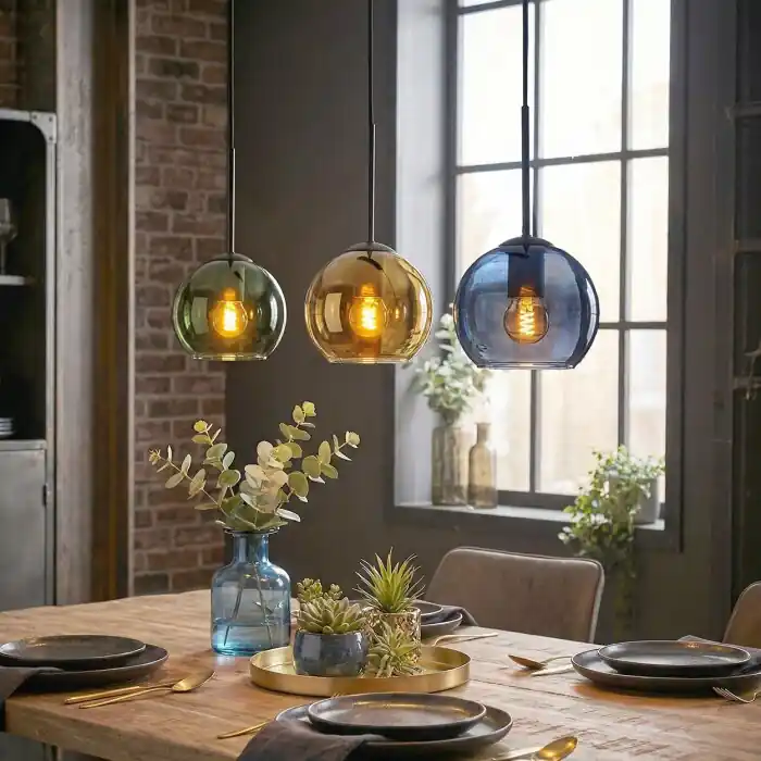 Koyoto Hanglamp, Kogellampje, Hanglamp Blauw, Goud, Groen, 3-lichts Flitsaanbieding