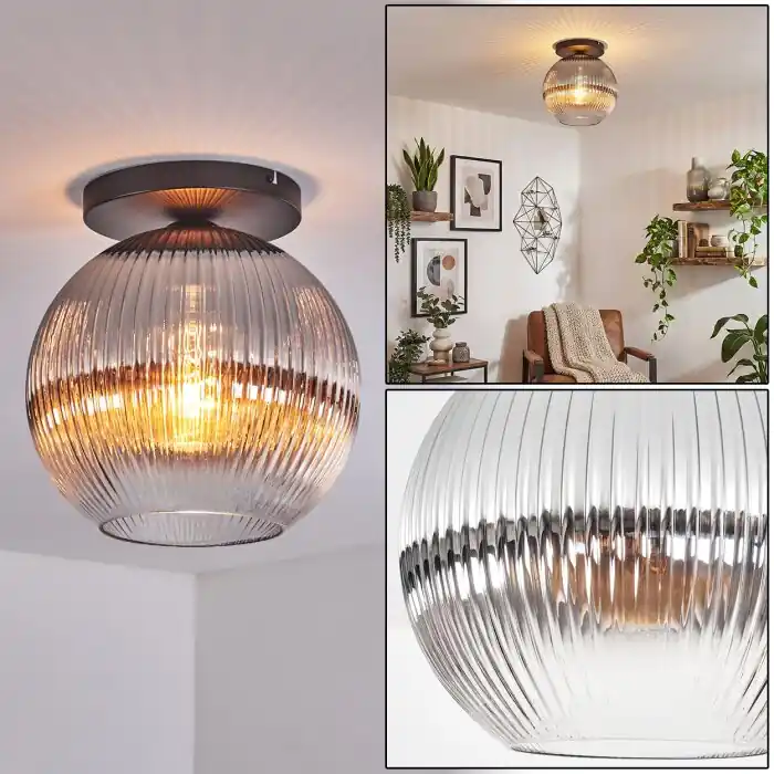 Koyoto Plafondlamp, Kogellampje 30 cm Duidelijk, Rookkleurig, 1-licht Finale Uitverkoop