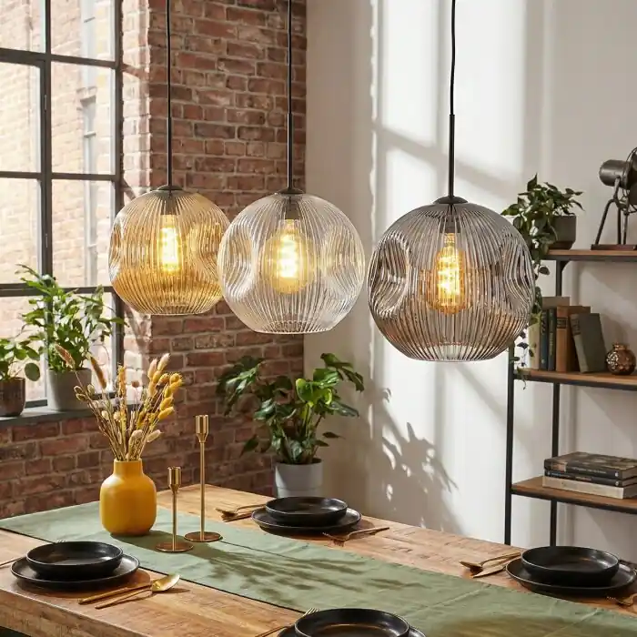 Weekendaanbieding Ripoll Hanglamp, Kogellampje, Hanglamp Amber, Duidelijk, Rookkleurig, 3-lichts