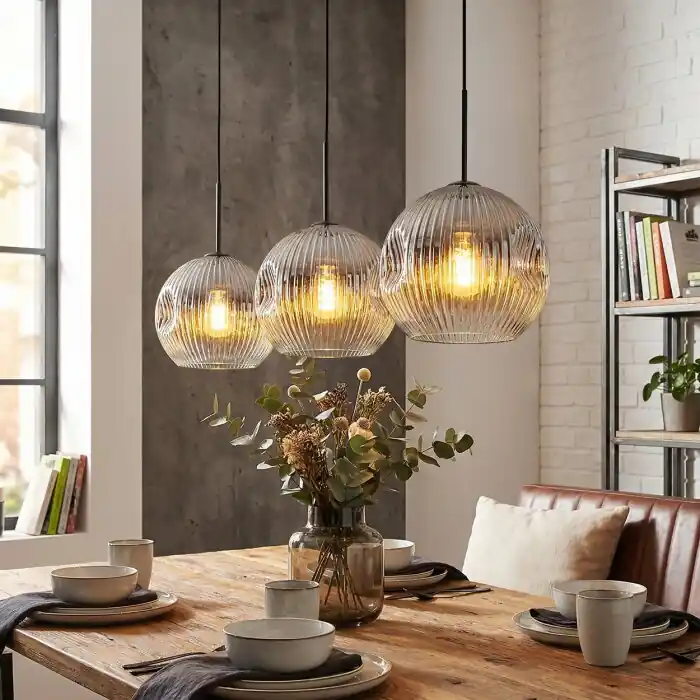 Superprijs Ripoll Hanglamp, Kogellampje, Hanglamp Chroom, Duidelijk, Rookkleurig, 3-lichts