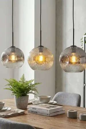 Weekendaanbieding Ripoll Hanglamp, Kogellampje, Hanglamp Amber, Duidelijk, Rookkleurig, 3-lichts