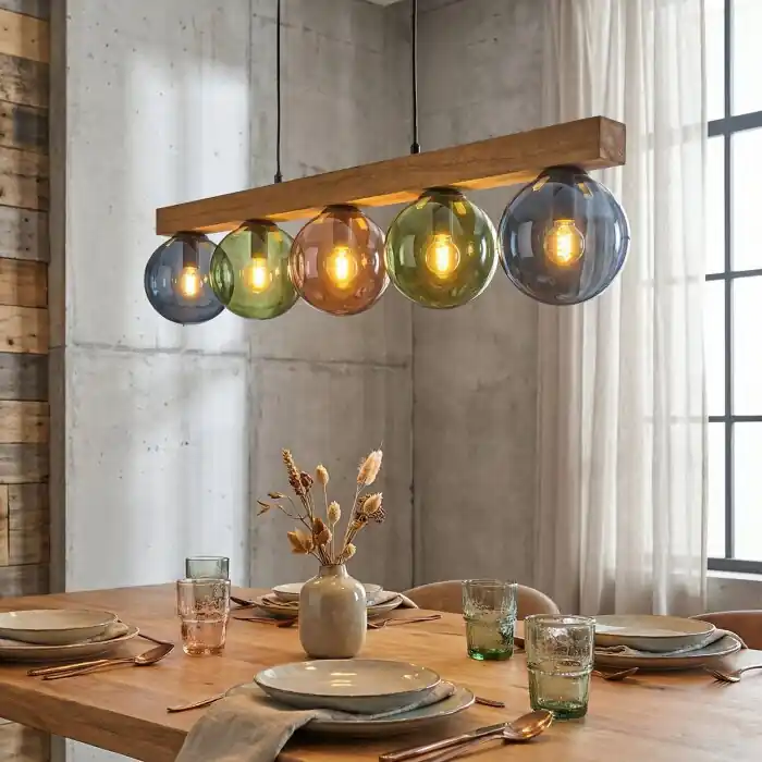 Gecertificeerd Gastor Hanglamp, Kogellampje, Hanglamp Natuurlijke kleuren, Zwart, 5-lichts