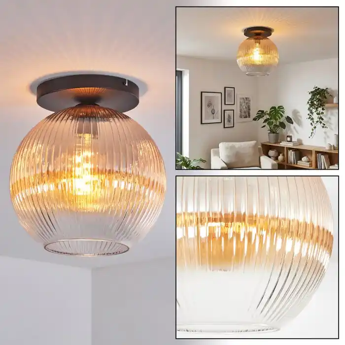 Koyoto Plafondlamp, Kogellampje 30 cm Amber, Duidelijk, 1-licht Nieuw