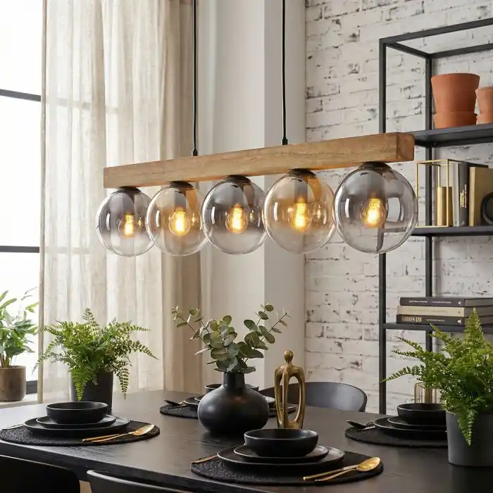 Laatste Kans Gastor Hanglamp, Kogellampje, Hanglamp Natuurlijke kleuren, Zwart, 5-lichts