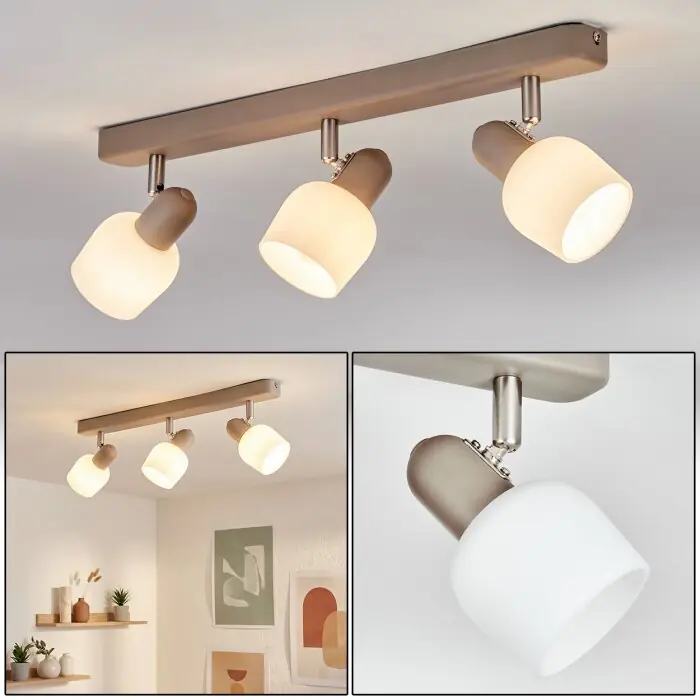 Superprijs Sivol Plafondlamp, Plafondspot Nikkel mat, Zandkleurig, 3-lichts
