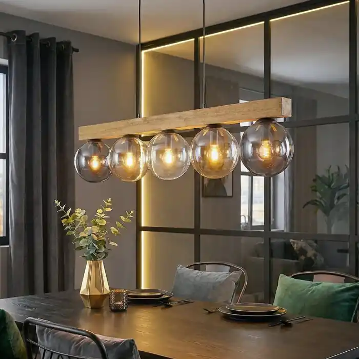 Gastor Hanglamp, Kogellampje, Hanglamp Natuurlijke kleuren, Zwart, 5-lichts Bestseller