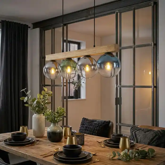 Gastor Hanglamp, Kogellampje, Hanglamp Natuurlijke kleuren, Zwart, 4-lichts Aanbieding