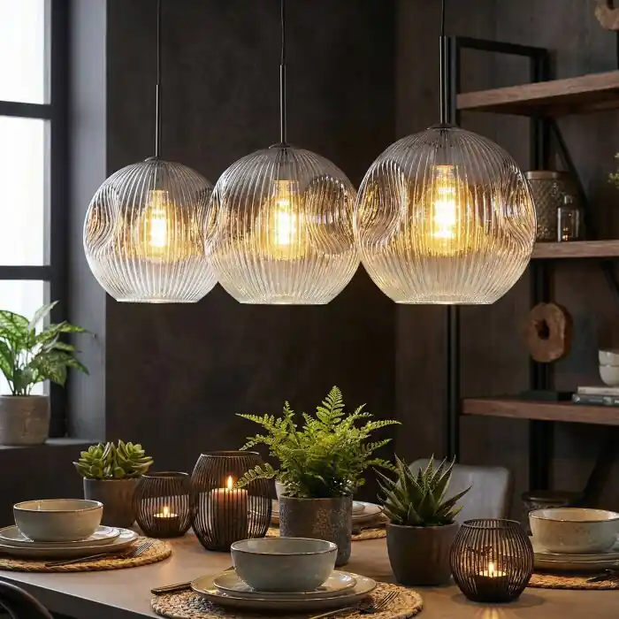 Gecertificeerd Ripoll Hanglamp, Kogellampje, Hanglamp Duidelijk, Rookkleurig, 3-lichts