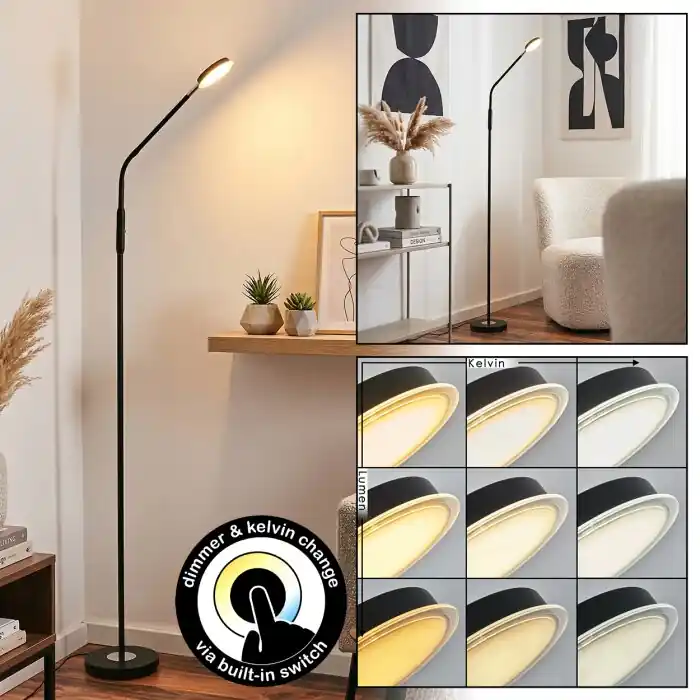 Kavin Staande lamp LED Chroom, Zwart, 1-licht Laatste Versie