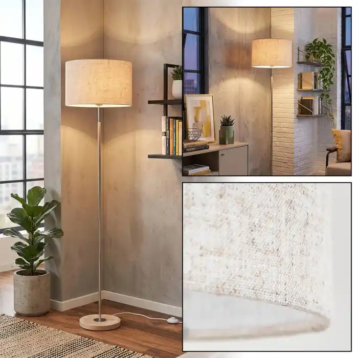 Ganik Staande lamp Chroom, Zandkleurig, 1-licht Uitverkoop